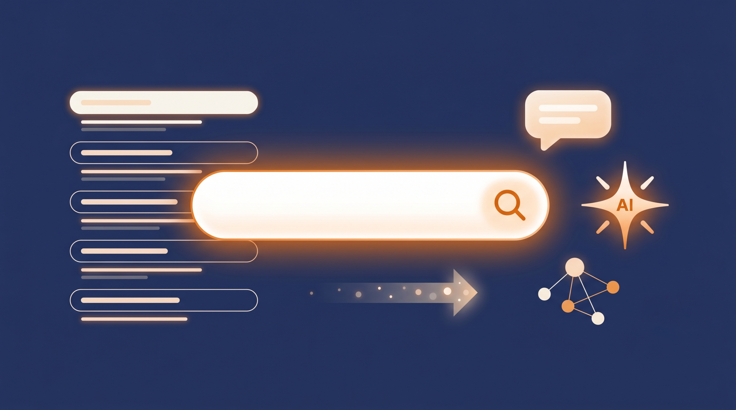 Illustration barre de recherche et IA generative - SEO et GEO 2026